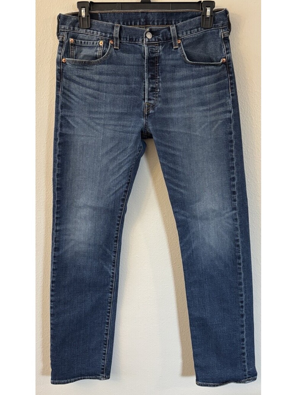 Men’s Levi’s 501 Blank Tag Straight Leg Medium Wash Jeans 33x34 Button Fly